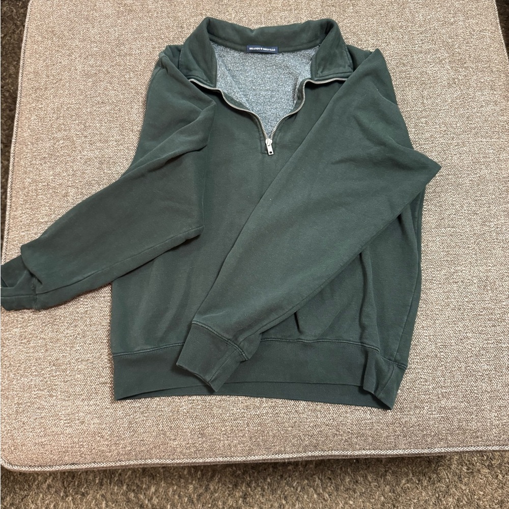 Brandy Melville Green Zip Up Sweater